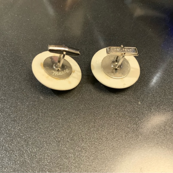 Vintage Ceramic Flower Cuff Links - Picture 3 of 3